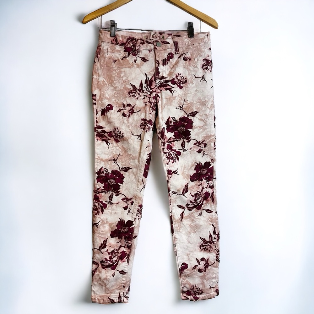 J Brand Floral Marble Twill Skinny Mid Rise Capri Jeans